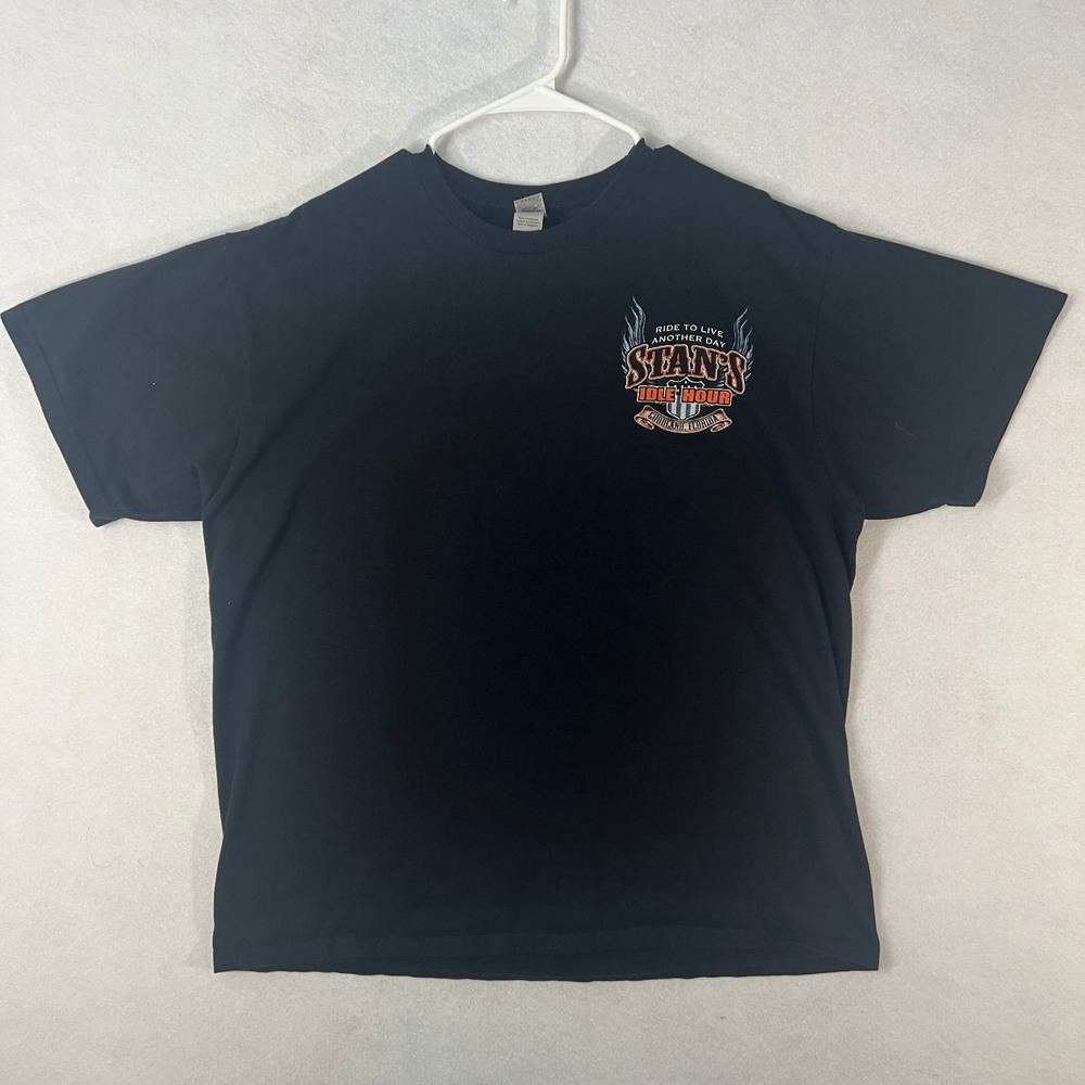 Harley Davidson Stan's Idle Hour Florida Black Biker Tee Graphic Shirt Wings XL - Picture 2 of 9